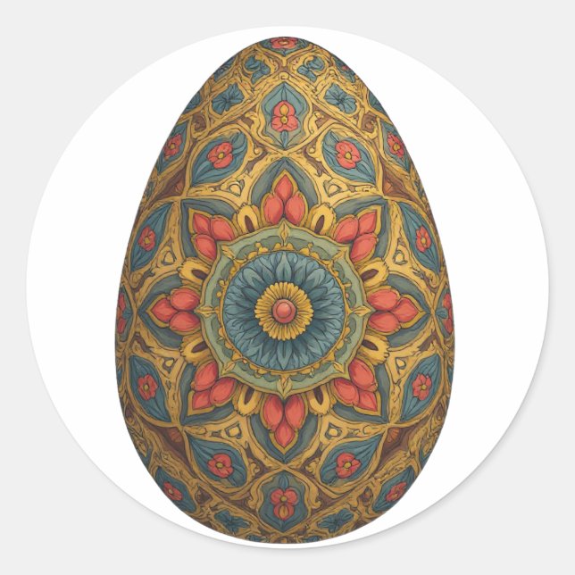 Mandala Egg - Intricate Boho Floral Design Runder Aufkleber (Vorderseite)