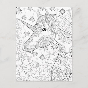 Mandala-Einhorn-Farbkarte 2 Postkarte
