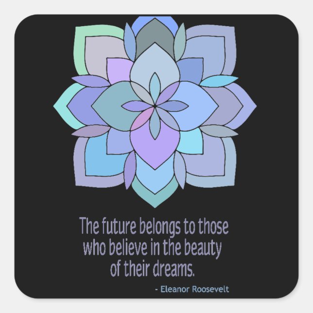 Mandala Eleanor Roosevelt Beauty Quote Quadratischer Aufkleber (Vorderseite)