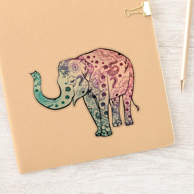Mandala-Elefant Aufkleber (Notizbuch)