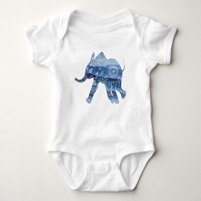 Mandala Elefant Jersey Bodysuit Baby Strampler (Vorderseite)