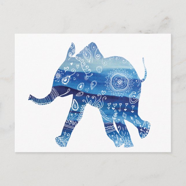 Mandala Elefant Postcard Postkarte (Vorderseite)