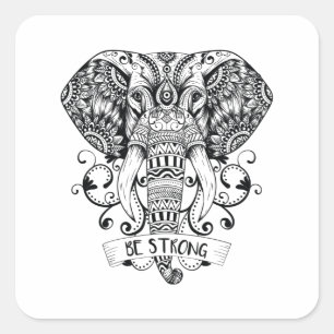 Mandala-Elefant Quadratischer Aufkleber