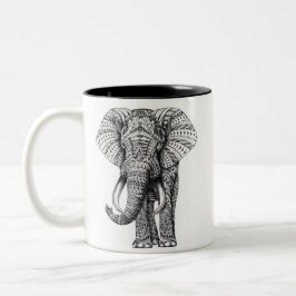 Mandala-Elefant-Tasse Zweifarbige Tasse