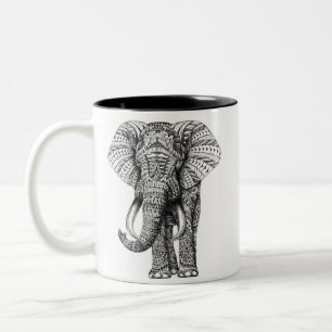 Mandala-Elefant-Tasse Zweifarbige Tasse