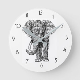 Mandala-Elefant-Wanduhr Runde Wanduhr