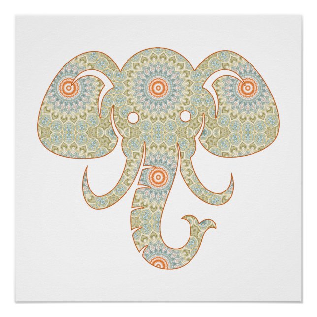 Mandala Elefantenkopf Design Poster (Vorderseite)