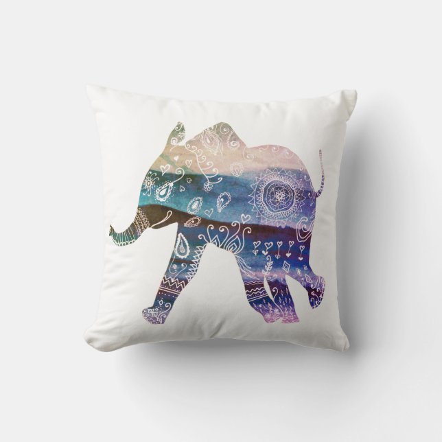 Mandala Elephant Art Throw Cushion Kissen (Vorderseite)