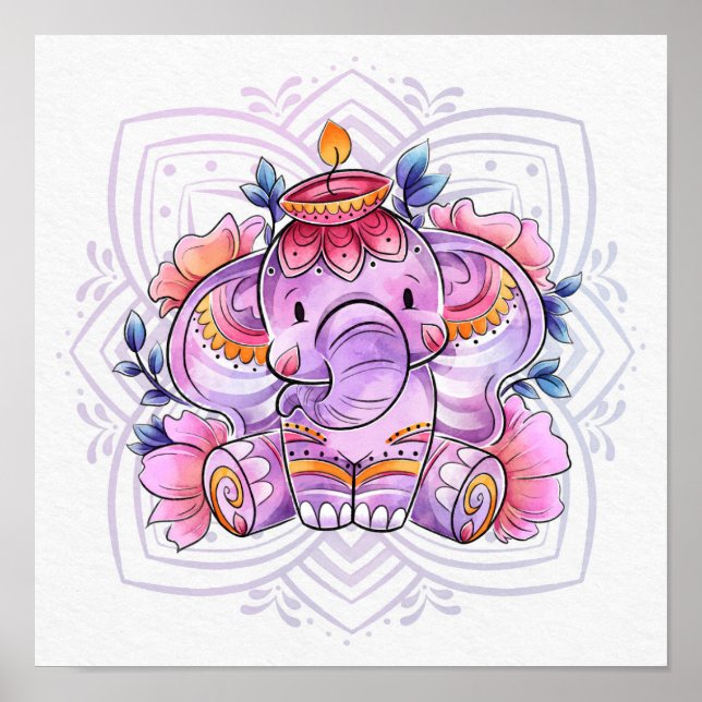 Mandala Elephant/Ganesh Poster (Vorne)