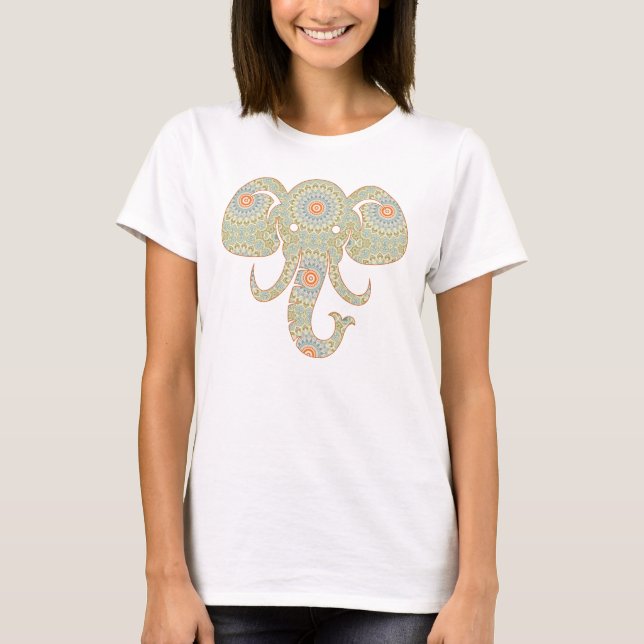 Mandala Elephant Head Design T-Shirt (Vorderseite)
