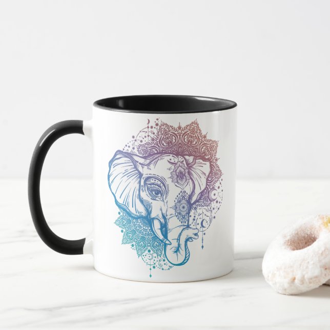 Mandala Elephants Tasse (Mit Donut)
