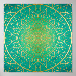 Mandala Emeral Green Gold Colorful Poster