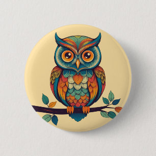 Mandala Eulenkönig Button