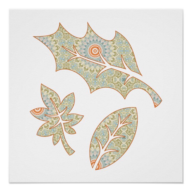 Mandala Falling Blätter Design Poster (Vorderseite)