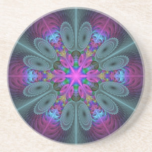 Mandala Farbige Schlagkräftige Fraktal Kunst Kalei Getränkeuntersetzer
