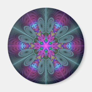 Mandala Farbige Schlagkräftige Fraktal Kunst Kalei Magnet