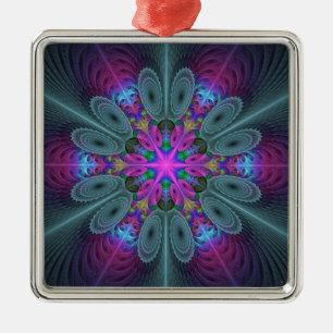 Mandala Farbige Schlagkräftige Fraktal Kunst Kalei Ornament Aus Metall