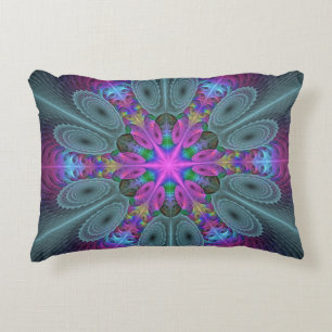 Mandala Farbige Schlagkräftige Fraktal Kunst Kalei Zierkissen