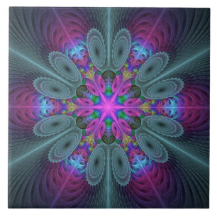 Mandala Farbige Spirituelle Fractal Kunst Mit Rosa Fliese