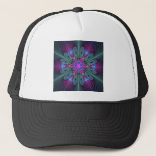 Mandala Farbige Spirituelle Fractal-Kunst mit Rosa Truckerkappe