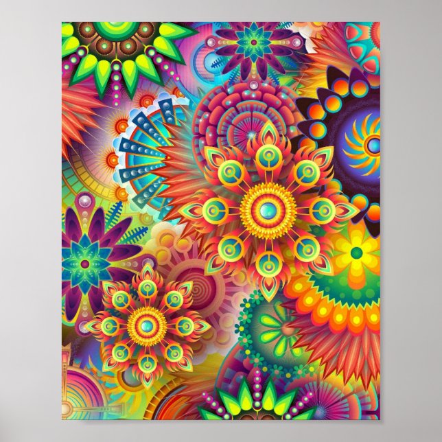 Mandala farbiges Poster (Vorne)