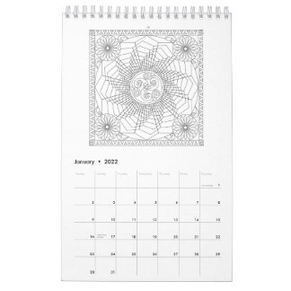 Mandala Farbseiten Kalender in Schwarz und Weiß
