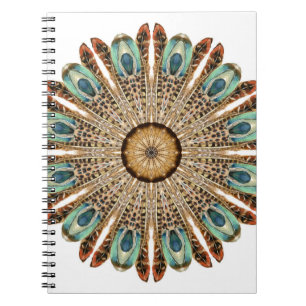 Mandala Feathers Watercolor: Natural Lace Design Notizblock