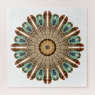 Mandala-Federn Aquarell: Natürliches Spitzen-Desig Puzzle