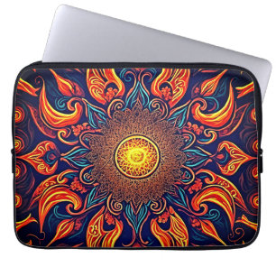 Mandala Flaming Visionäre Kunst Laptopschutzhülle