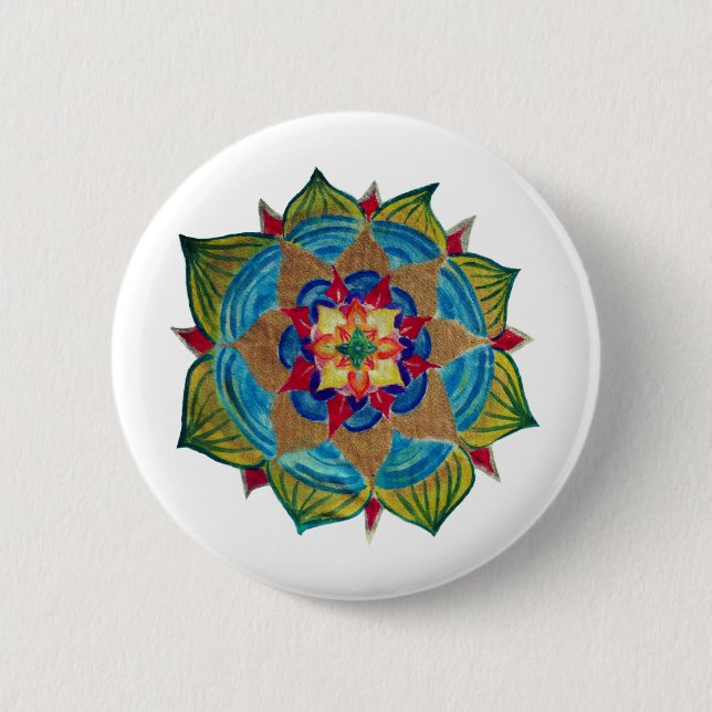 Mandala Fleur-Rundes Abzeichen Button (Vorderseite)