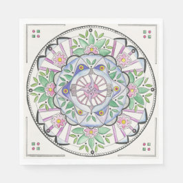 Mandala Floribunda Design auf Papierservietten
