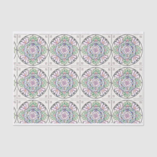 Mandala Floribunda Design auf Papiertaschentuch Seidenpapier (Vorderseite)
