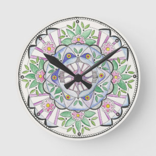 Mandala Floribunda Wall Clock Runde Wanduhr