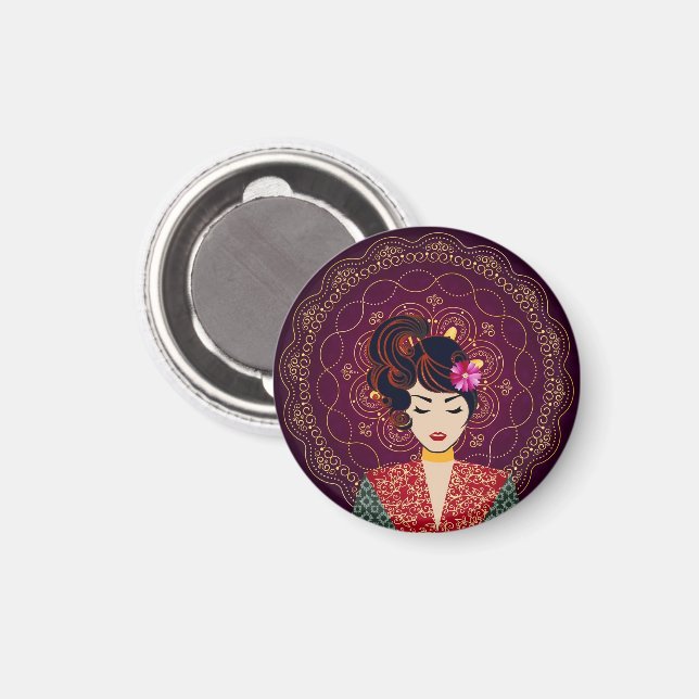 Mandala-Frauen-Kunstmagnet Magnet (Vorderseite/Rückseite)