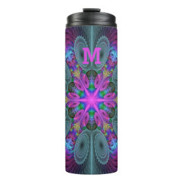 Mandala From Centre Colorful Fraktal Art Monogram Thermosbecher
