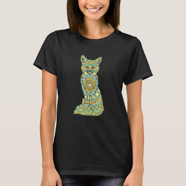 Mandala Fuchs Geometrisches Muster Mandala Tier T-Shirt (Vorderseite)