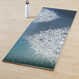 Mandala funkelndes Universum blau grün Yogamatte