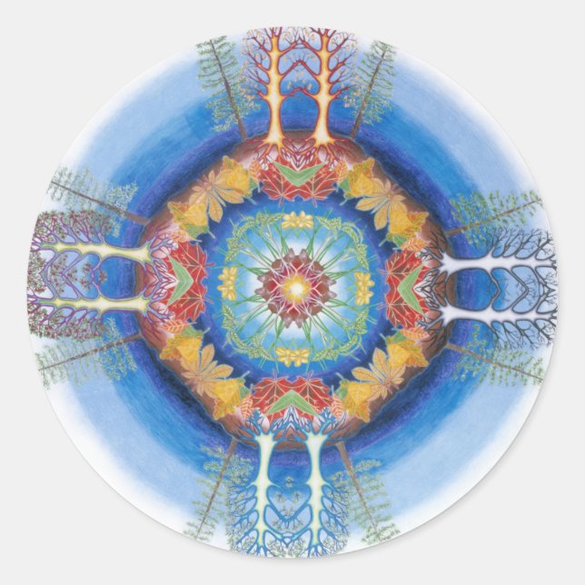 Mandala für die Bäume Runder Aufkleber (Vorderseite)