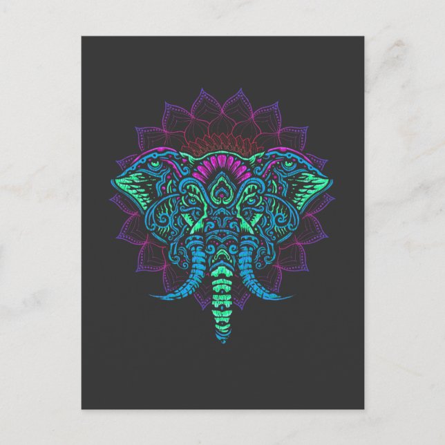 Mandala Ganesha Indian Elephant Animal Art Postkarte (Vorderseite)