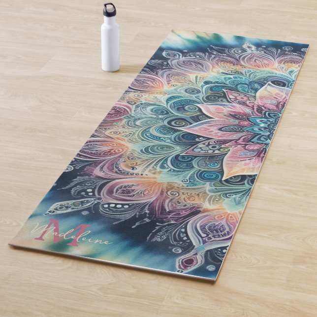 Mandala Gefärbte Krawatte Pink Boho Wasserfarbname Yogamatte (Beispiel)