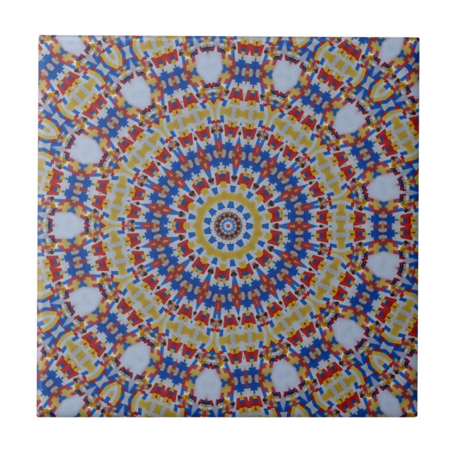 Mandala gelb blau fliese (Vorderseite)