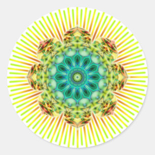 Mandala gelb grün Erstellen Sie Ihren eigenen Hi Runder Aufkleber