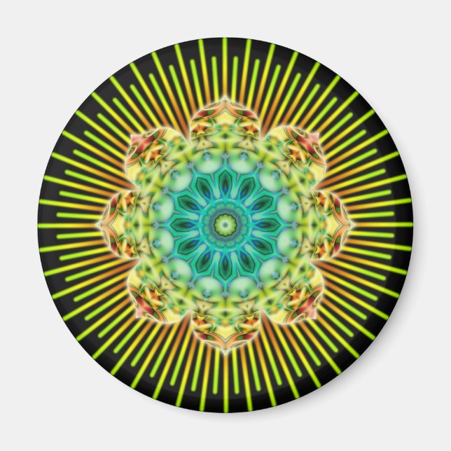 Mandala gelb grün | schwarz magnet (Vorne)