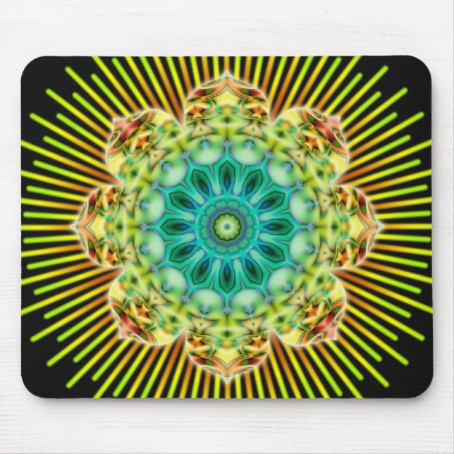 Mandala gelb grün | schwarz mousepad (Vorne)