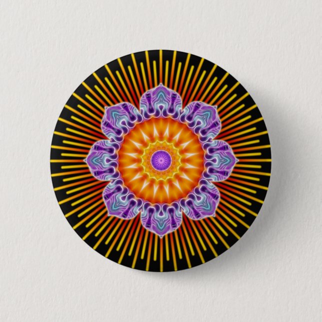 Mandala, gelb violett, schwarz button (Vorderseite)