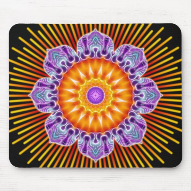 Mandala, gelb violett, schwarz mousepad (Vorne)