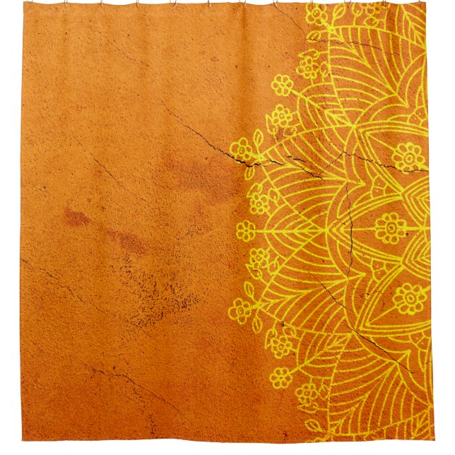 Mandala-Gelbe Hintergrundgestaltung Duschvorhang (Vorderseite)