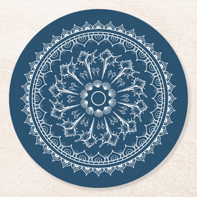 Mandala gemacht von den Seashells Runder Pappuntersetzer (Vorderseite)