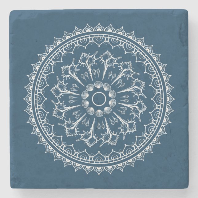 Mandala gemacht von den Seashells Steinuntersetzer (Vorderseite)