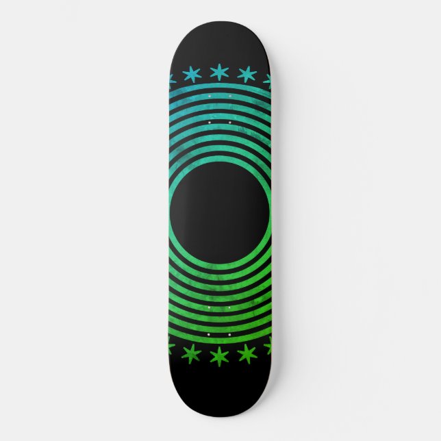 Mandala Geometric Abstrakt Pattern Green Black Skateboard (Vorderseite)